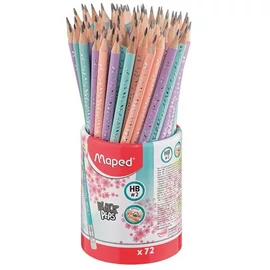 Grafitceruza radírral, ceruzatartó, HB, háromszögletű, MAPED "Black`Peps Pastel", vegyes pasztell színek