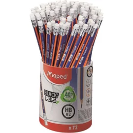 Grafitceruza radírral ceruzatartó, HB, háromszögletű, MAPED "Black`Peps Navy"