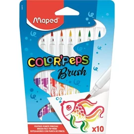Filctoll készlet, kimosható, ecsetjellegű, MAPED "Color ’Peps Brush", 10 különböző szín