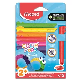 Színes ceruza készlet, háromszögletű, MAPED „Color`Peps Infinity Kidy”, 12 különböző szín