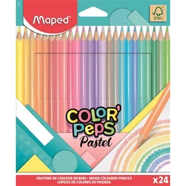 Színes ceruza készlet, háromszögletű, MAPED "Color`Peps Pastel", 24 különböző pasztell szín