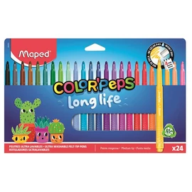 Filctoll készlet, 3,7 mm, kimosható, MAPED „Color`Peps Long Life 2”, 24 különböző szín