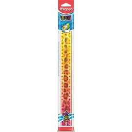 Vonalzó, műanyag, törhetetlen, 30 cm, MAPED "Twist`n Flex Decor Animals", vegyes színek
