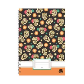 Spirálfüzet, A4, sima, 70 lap, OPTISCHOOL, "Skull"