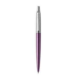 Golyóstoll, 0,7 mm, ezüst színű klip, victoria ibolya kék tolltest, PARKER, "Royal Jotter", kék