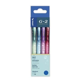 Zseléstoll készlet, 0,32 mm, nyomógombos, PILOT "G-2 Bubble", kék, 4 különböző minta
