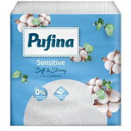 Szalvéta, 1/4 hajtogatott, 1 rétegű, 24x24 cm, 90 db, PUFINA "Sensitive"