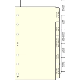 Kalendárium betét, elválasztólap, "M", SATURNUS, chamois