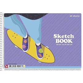 Vázlatfüzet, spirál, A4, 120 g, 20 lap, SHKOLYARYK "Draw your dream", vegyes