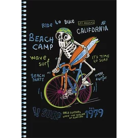 Spirálfüzet, A5, kockás, 80 lap, SHKOLYARYK " Skate board", vegyes