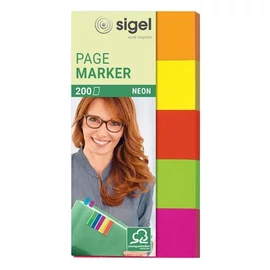 Jelölőcímke, papír, 5x40 lap, 20x50 mm, SIGEL "Neon", vegyes szín