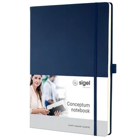 Jegyzetfüzet, exkluzív, A4, kockás, 97 lap, keményfedeles, SIGEL "Conceptum", éjkék