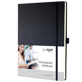 Jegyzetfüzet, exkluzív, A4, vonalas, 97 lap, keményfedeles, SIGEL "Conceptum", fekete