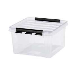 Műanyag tárolódoboz, 8 liter, fekete fogantyúkkal, SMARTSTORE "Classic 12", átlátszó