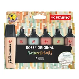 Szövegkiemelő készlet, 2-5 mm, STABILO "BOSS original NatureCOLORS", 6 különböző szín