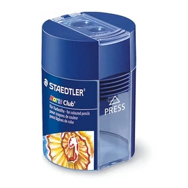 Hegyező, kétlyukú, tartályos, STAEDTLER "Noris 512 F", kék
