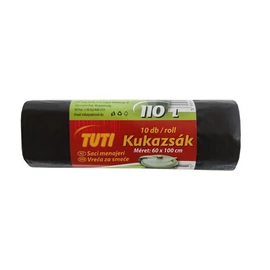Szemeteszsák, 110 l, 10 db, 60x100 cm, 17 µ, TUTI, fekete