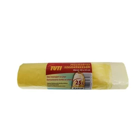Szemeteszsák, zárószalagos, 25 l, 20 db, 50x55 cm, 14 µ, TUTI, sárga