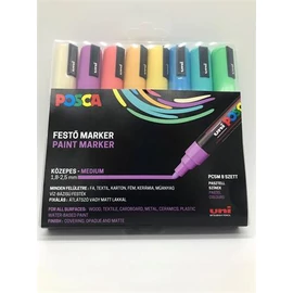 Dekormarker készlet, 1,8-2,5 mm, UNI "Posca PC-5M", 8 különböző pasztell szín