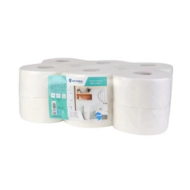 Toalettpapír, 2 rétegű, 19 cm átmérő, VICTORIA HYGIENE, "Fine Mini Jumbo", fehér