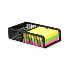 Kockatömbtartó és gemkapocstartó, fémhálós, VICTORIA OFFICE, fekete