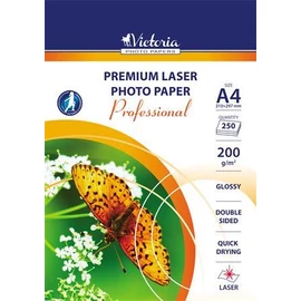 Fotópapír, lézer, A4, 200 g, fényes, kétoldalas, VICTORIA PAPER "Professional"