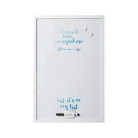 Üzenőtábla, mágneses, 60x40 cm, fehér fa keret, VICTORIA VISUAL, "Travel"