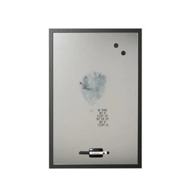 Üzenőtábla, ezüst, mágneses, 60x40 cm, fekete fa keret, VICTORIA VISUAL, "Travel"