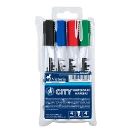 Táblamarker készlet, 1-3 mm, kúpos, VICTORIA VISUAL "City", 4 különböző szín
