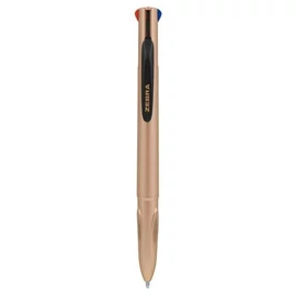 Golyóstoll, 0,37 mm, nyomógombos, négyszínű, ZEBRA "Smooth", rose gold