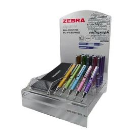 Golyóstoll display, 0,24 mm, teleszkópos, ZEBRA "SL-F1", kék, világos színek