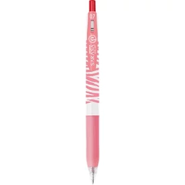 Zseléstoll, 0,33 mm, nyomógombos, csíkos test, ZEBRA "Sarasa Clip Pastel", pasztellpiros