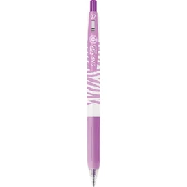Zseléstoll, 0,33 mm, nyomógombos, csíkos test, ZEBRA "Sarasa Clip Pastel", pasztell-lila