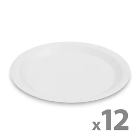 Papírtányér szett, fehér, 23 cm, 12 db / csomag