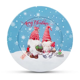 Karácsonyi tálca, fém , manós, 33 cm