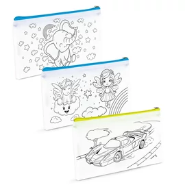 Színezhető tolltartó - 4 filccel - 21 x 12 cm - 3 féle