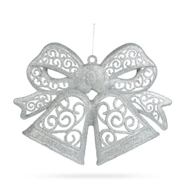 Karácsonyi dekoráció - masni - akasztható - ezüst - 35 cm