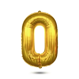 0-ás születésnapi szám fólia lufi, arany, 40"