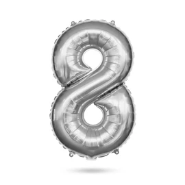 8-as születésnapi szám fólia lufi, ezüst, 40"