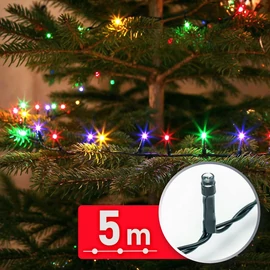 Fényfüzér, 5 m, színes, 100 LED, 220-240V, 6W, zöld kábel