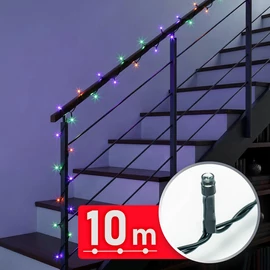Fényfüzér, 10 m, színes, 200 LED, 220-240V, 6W, zöld kábel