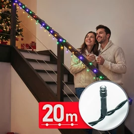 Fényfüzér, 20 m, színes, 400 LED, 220-240V, 6W, zöld kábel