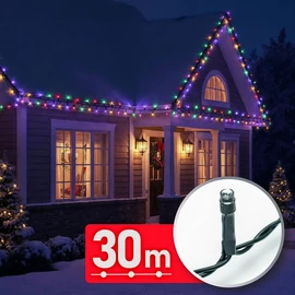 Fényfüzér, 30 m, színes, 600 LED, 220-240V, 6W, zöld kábel