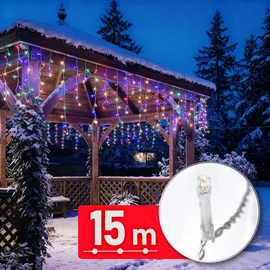 Fényfüzér függöny, 15 m, 600 LED, 220-240V, 6W, átlátszó kábel