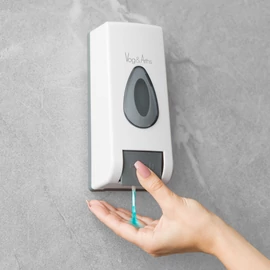 Szappanadagoló, kézzel működtethető, 350 ml, fali, fehér