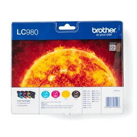 Az LC980VALBP multipack tintapatronokkal rendkívül egyszerű és megfizethető az eredeti Brother patronok cseréje. A csomagban található fekete, ciánkék, sárga és magenta LC980 tintapatronokkal az Ön Brother nyomtatója mindig a legkiválóbb minőségben fog ny