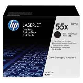 HP 55X 2 darabos nagy kapacitású fekete eredeti LaserJet tonerkazetták