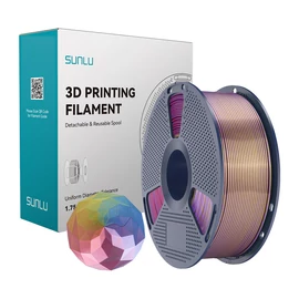 Sunlu PLA+ Silk négy színű nyomószál (kék–lila–piros–arany)