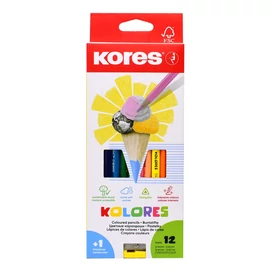 Triangular színes ceruza készlet, háromszögletű, 12 szín