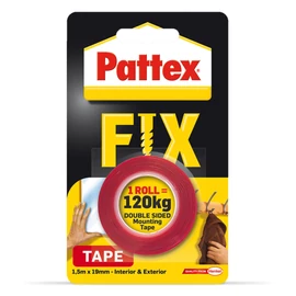 Pattex Fix kétoldalas montázsszalag, 19 mm × 1.5 m, 120 kg, piros